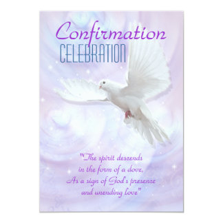 Religious confirmation dove 13 cm x 18 cm invitation card