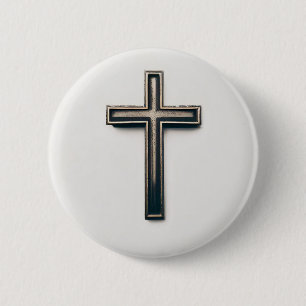 Religious Cross 6 Cm Round Badge