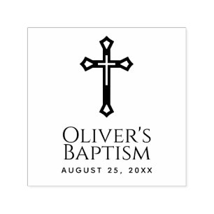 Religious Cross Baptism Christening Custom Name Self-inking Stamp