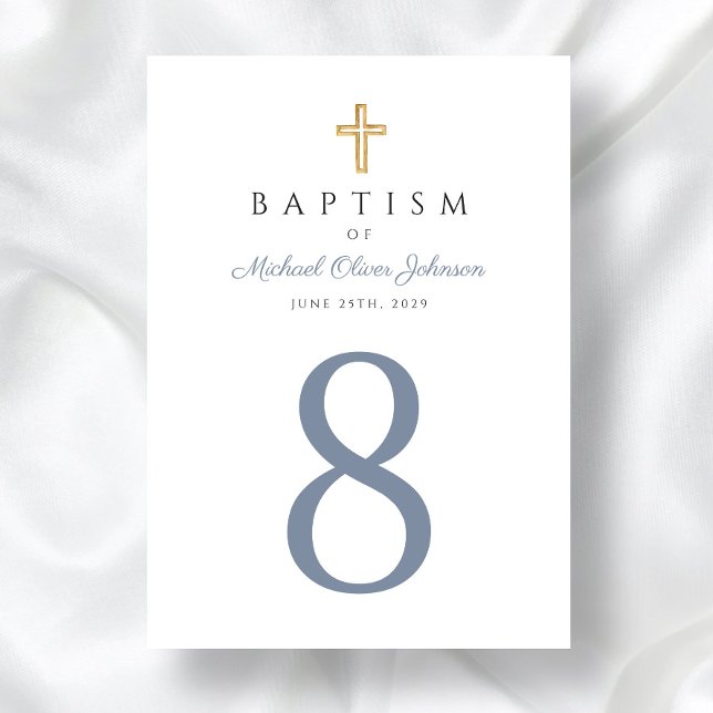 Religious Cross Blue Boy Baptism Table Number (Religious Cross Blue Boy Baptism Table Number)