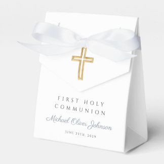 Religious Cross Boy Blue First Communion Favour Box