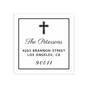 Religious Cross Custom Personalised Return Address Rubber Stamp
