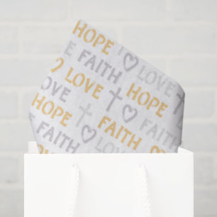Religious Cross Decoupage Paper, Faith Hope Love Tissue Paper