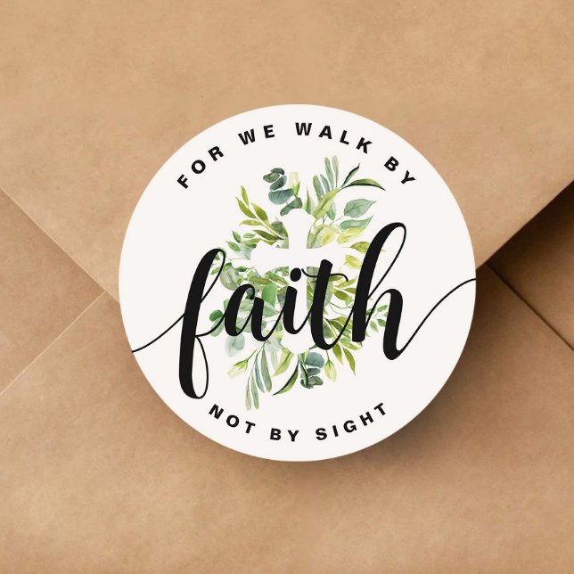 Religious Cross Faith Bible Verse  Classic Round Sticker (Creator Uploaded)