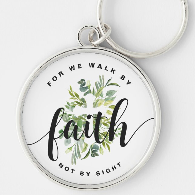 Religious Cross Faith Bible Verse  Key Ring (Front)