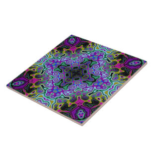 Religious Cross fractal colourful kaleida art  Ceramic Tile