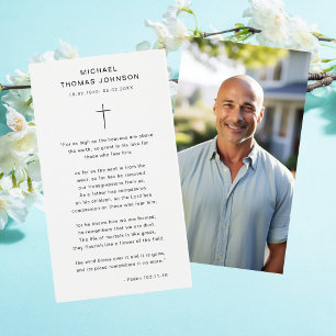 Religious Cross Funeral Psalm Photo Prayer Card