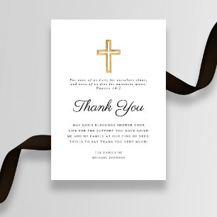 Religious Cross Funeral Thank You Card