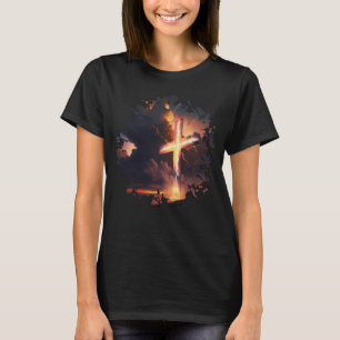 Religious Cross Lightning Strike Spiritual Easter T-Shirt