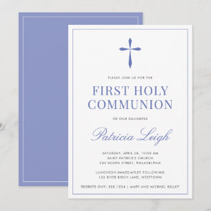 Religious Cross, Periwinkle Simple and Elegant Invitation