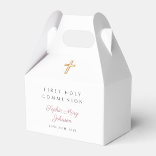 Religious Cross Pink Girl First Communion  Favour Box