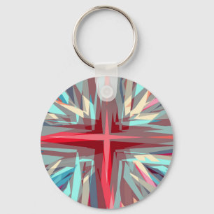 Religious cross starburst key ring