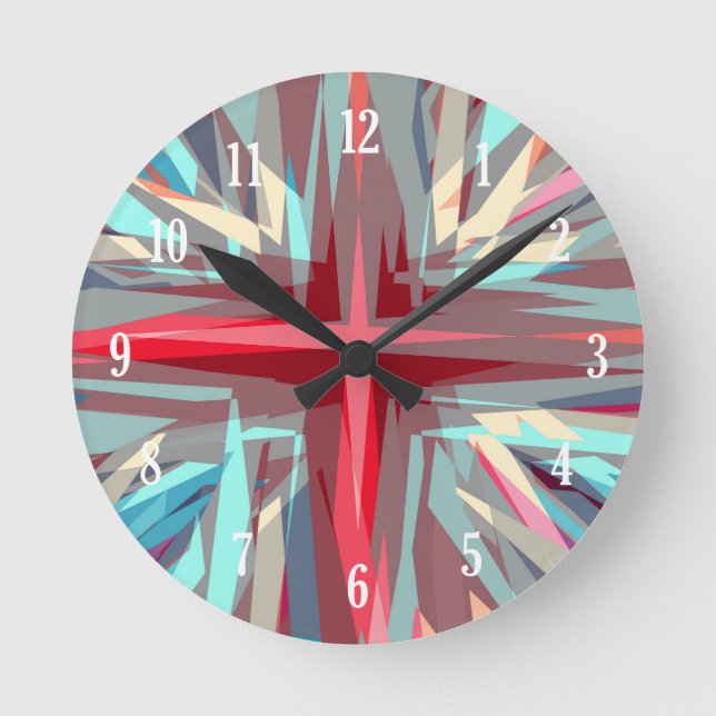 Religious cross starburst round clock (Front)