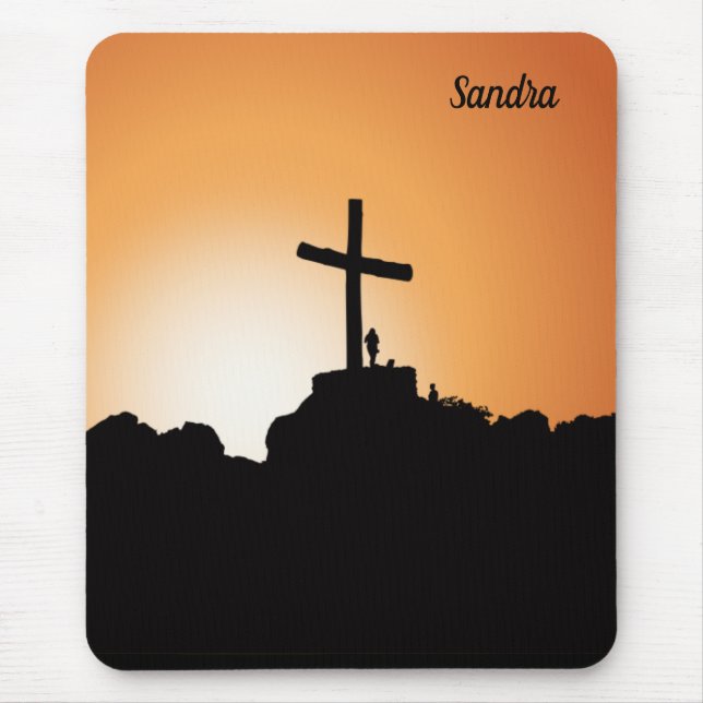Religious Cross Sunset Mouse Pag Pad (Front)