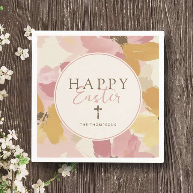  Religious Easter Brunch Modern Pink Floral Napkin (Creator Uploaded)