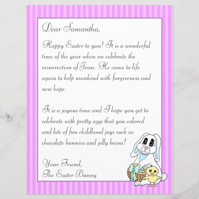 Religious Easter Bunny Letter for your Kids Flyer (Front)