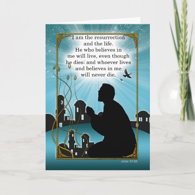 Religious Easter Card Man Praying John Scripture (Front)