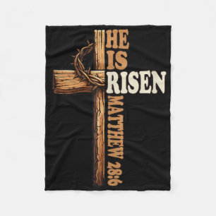 Religious Easter Cross He Is Risen Jesus Christian Fleece Blanket
