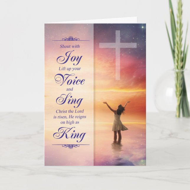Religious Easter Cross Isaiah 24:14 Card (Front)