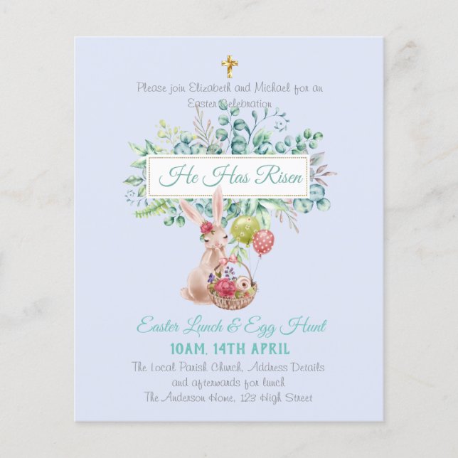 Religious Easter Invitation Budget (Front)