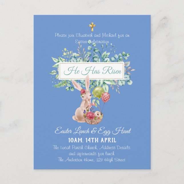 Religious Easter Invitation Budget Postcard (Front)