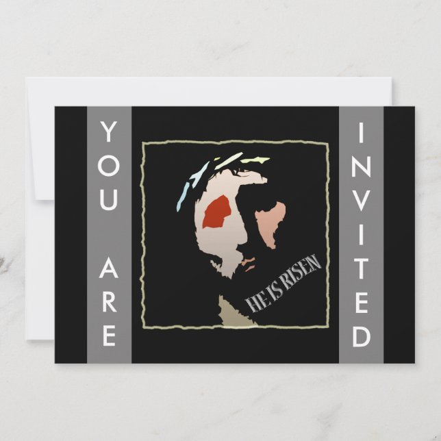 Religious Easter Jesus Bible Verse Quote Risen Invitation (Front)