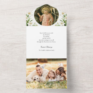 Religious Easter Photo  White Lilies Prayer  All In One Invitation