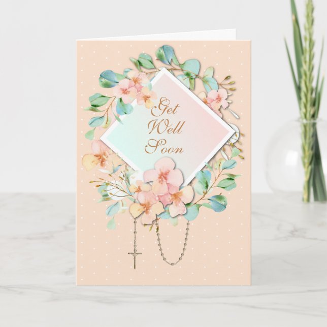 Religious Eucalyptus Rosary Virgin Mary Scripture Card (Front)