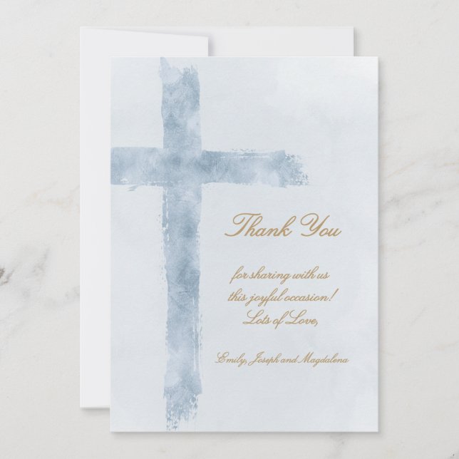 religious event blue cross thank you Card (Front)