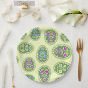 Religious Event Yellow Easter Eggs Pattern Paper Plate