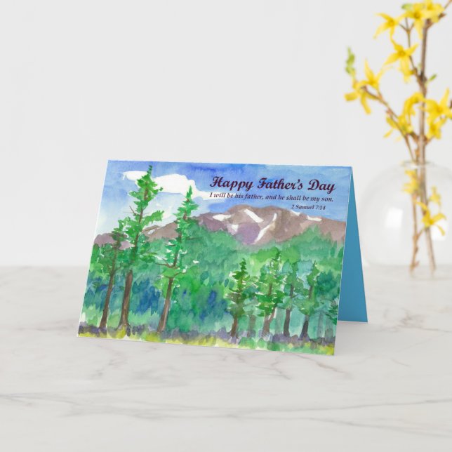 Religious Father's Day Bible Verse Mountain Range  Card (Yellow Flower)