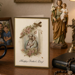 Religious Father's Day Vintage St. Joseph Prayer   Card