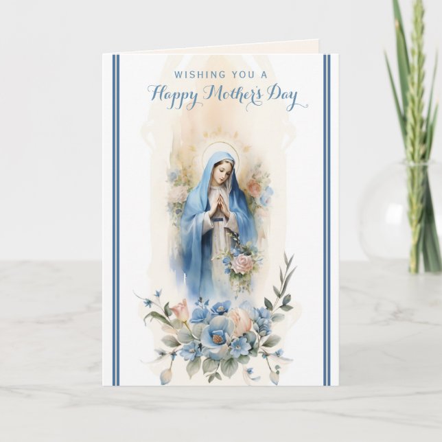 Religious Floral Mothers Day Prayer Card (Front)