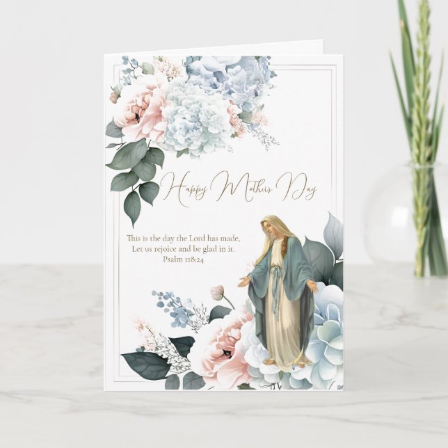 Religious Floral Mothers Day Prayer Card (Front)