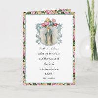 Religious Floral Roses Vintage Virgin Mary Card