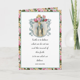 Religious Floral Roses Vintage Virgin Mary Card