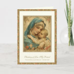 Religious Friendship Prayer Blessed Mary & Jesus  Card<br><div class="desc">This beautiful friendship card features a beautiful and stunning image of the Blessed Mother holding the Baby Jesus on a floral backdrop. A Prayer to Our Lady is inside along with a customisable verse that can be changed to suit any occasion. On the back is a friendship quote by St....</div>