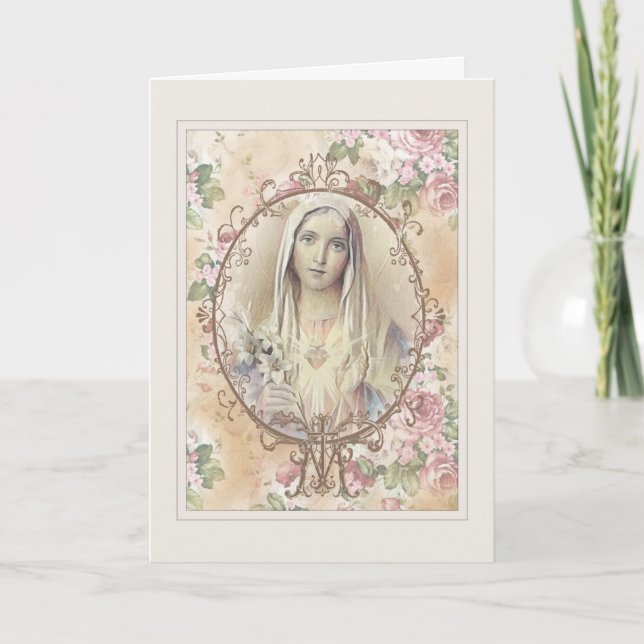 Religious Friendship Prayer Virgin Mary Vintage  Card (Front)