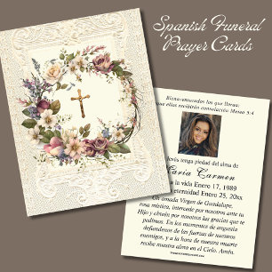 Religious Funeral Crucifix Floral Wreath Card