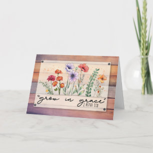 Religious Get Well Rustic Watercolor Flowers Grow  Card