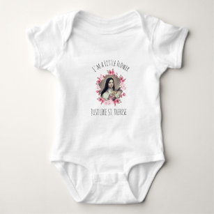 Religious Girl Baby St. Therese Pink Roses Baby Bodysuit