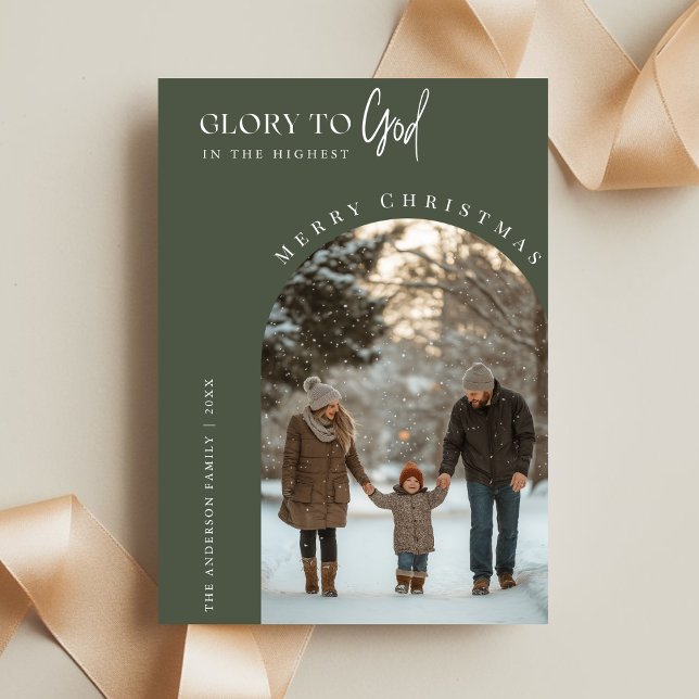Religious Glory To God Christmas Arch Photo Holiday Card (Creator Uploaded)