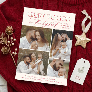 Religious Glory to God Christmas Collage Photo Holiday Card