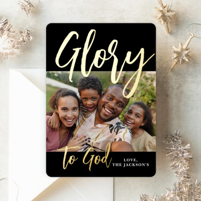 Religious Glory to God Holiday Card - Gold Foil (Creator Uploaded)