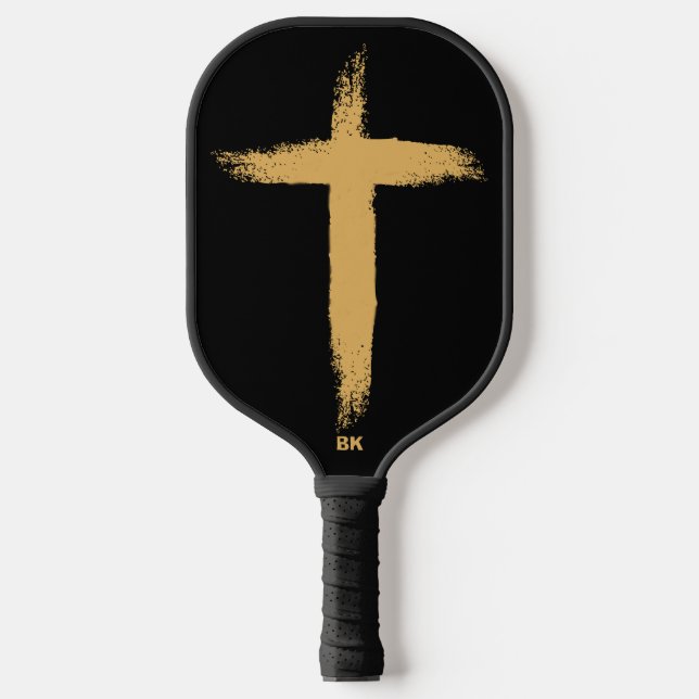Religious Gold Cross Pickleball Paddle (Front)