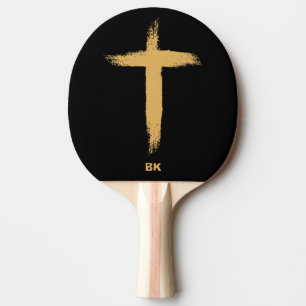 Religious Gold Cross Ping Pong Paddle