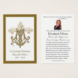 Religious Gold Marian Cross Funeral Lilies