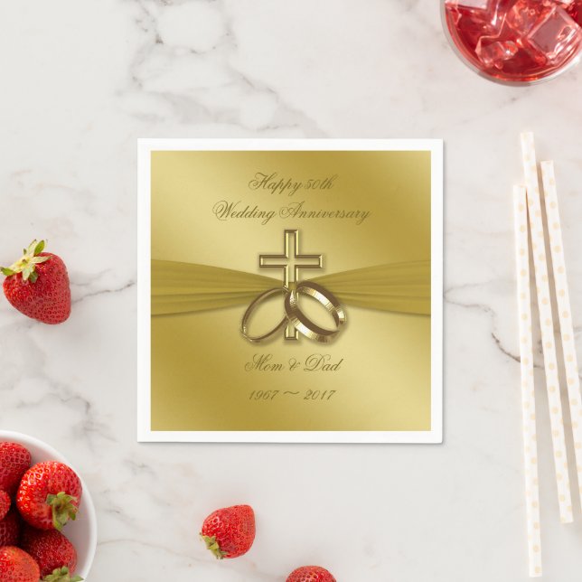 Religious Golden 50th Anniversary Paper Napkins (Insitu)