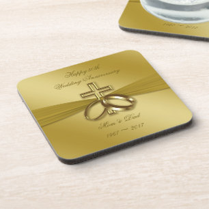 Religious Golden 50th Wedding Anniversary Coaster