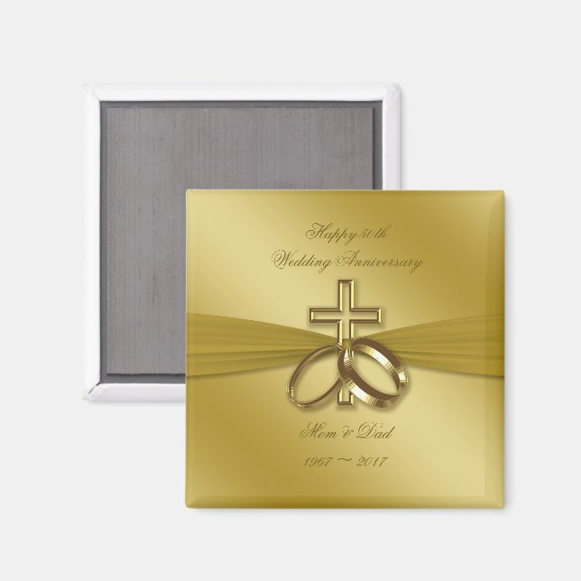 Religious Golden 50th Wedding Anniversary Magnet (Front/Back)